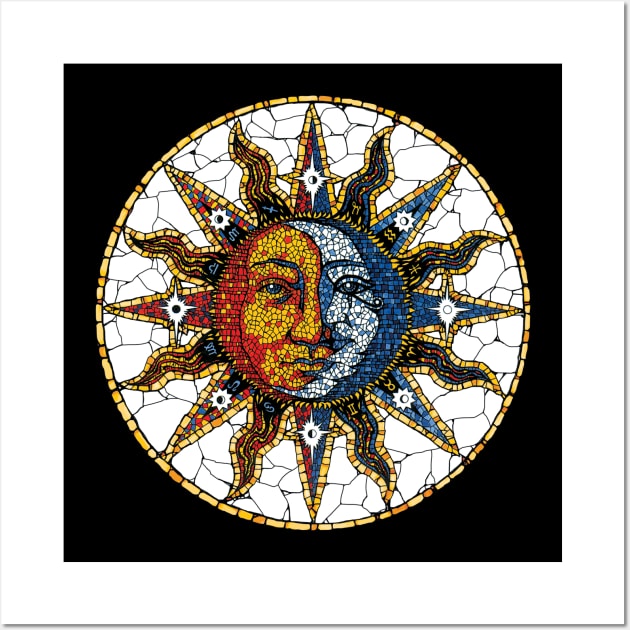 Celestial Sun & Moon Mosaic Coaster Wall Art by sandersart